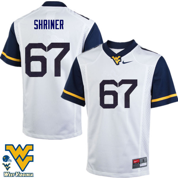 Men #67 Alec Shriner West Virginia Mountaineers College Football Jerseys-White - Click Image to Close